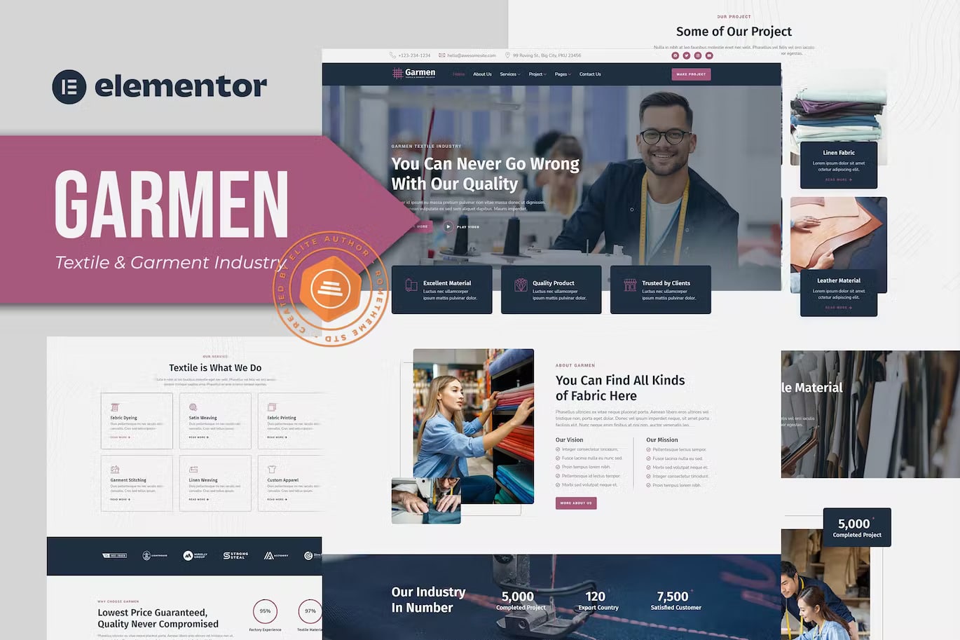 Garmen - Textile & Garment Industry Elementor Template Kit - Rometheme