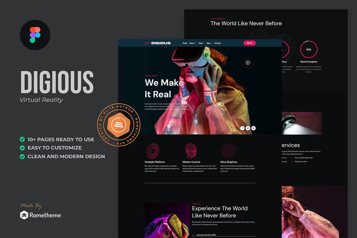 Digious - Virtual Reality Services Figma Template