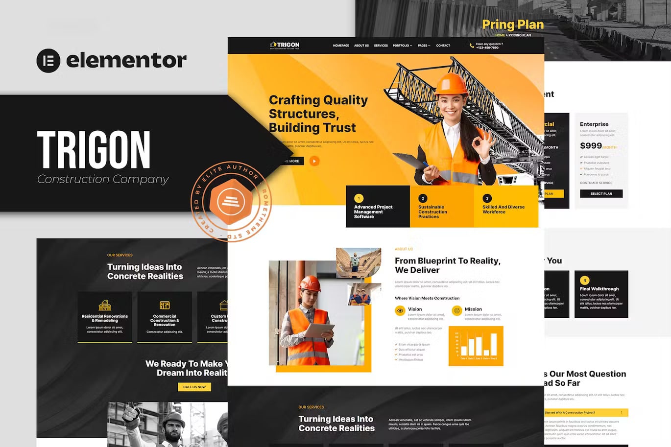 Trigon Construction Elementor Template Kit Rometheme