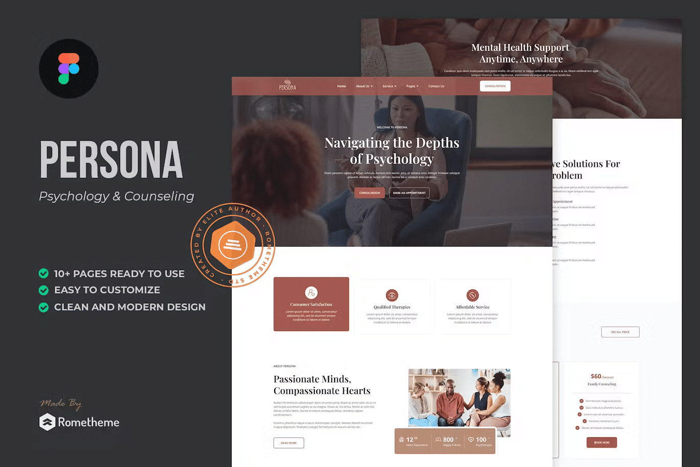 Persona - Psychology & Counseling Figma Template