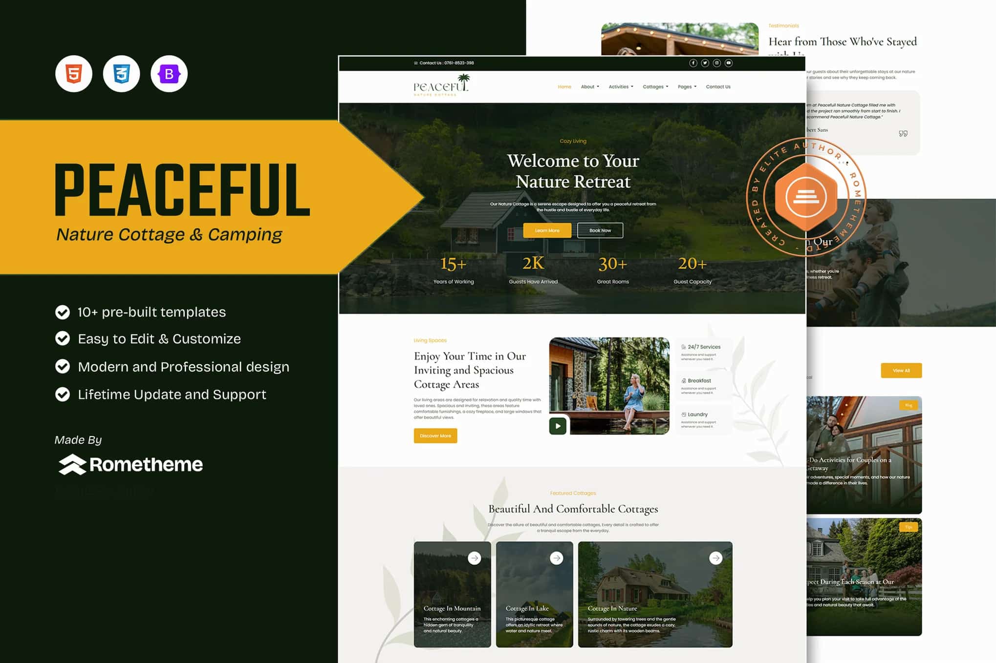 Peaceful - Nature Cottage & Camping HTML Template