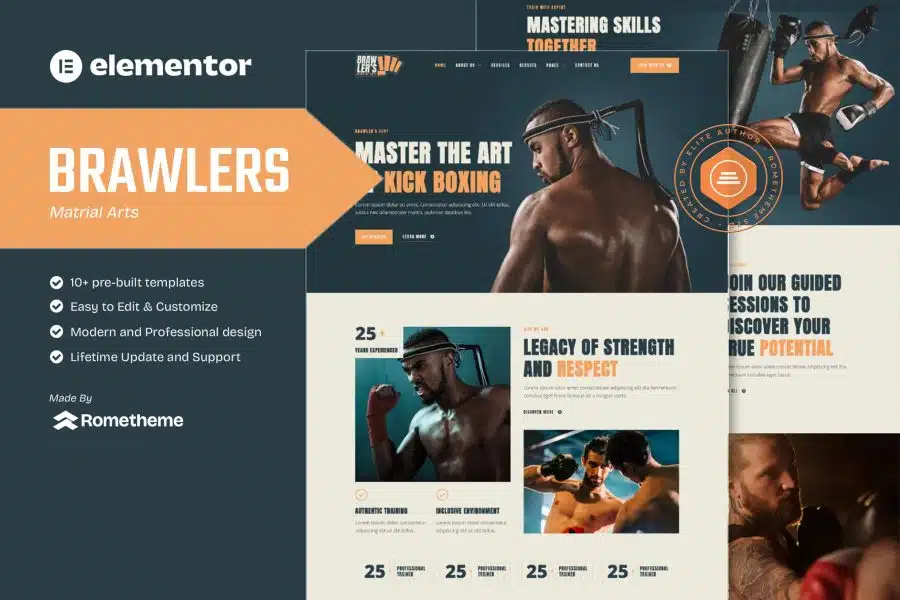 Brawlers - Martial Arts Elementor Template Kit