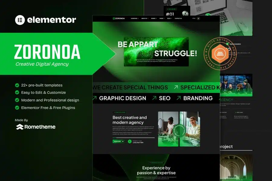 Zoronoa - Creative Digital Agency Elementor Template Kit