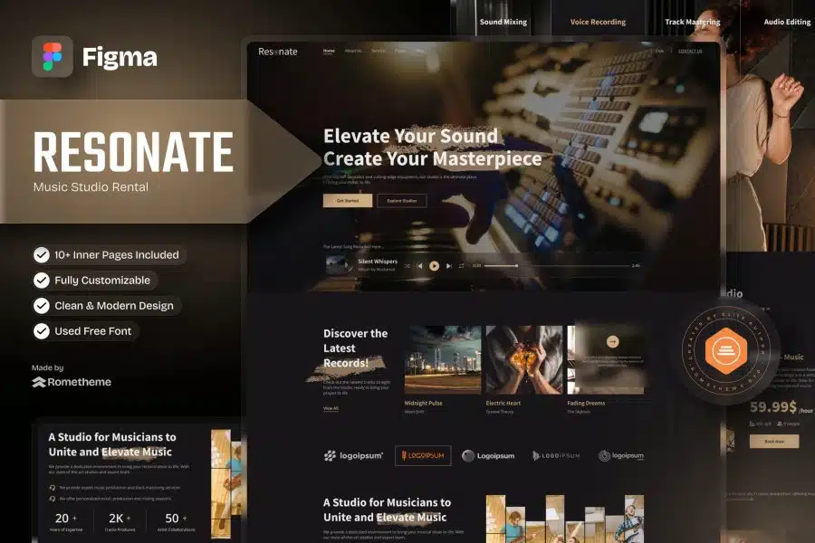 Resonate - Music Studio Figma Template