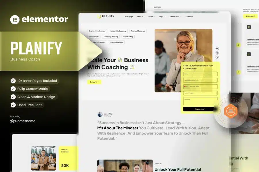 Planify - Business Coaches Elementor Template Kit