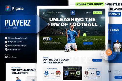 Playerz - Football Team & Sports Club Figma Template