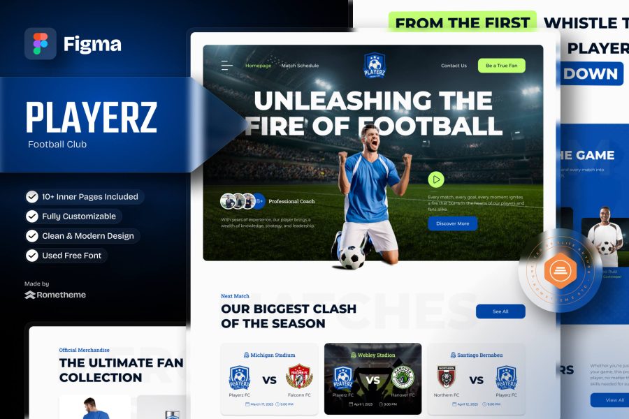 Playerz - Football Team & Sports Club Figma Template