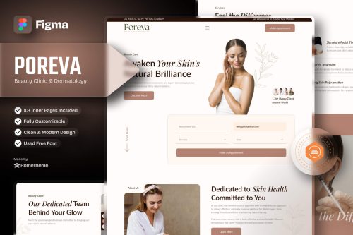 Poreva - Beauty Clinic & Dermatology Figma Template