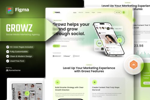 Growz - Social Media Marketing Agency Figma Template