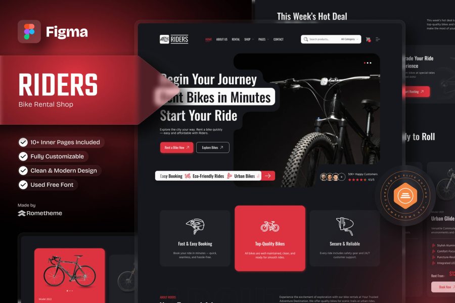 Riders - Bike Rental Shop Figma Template